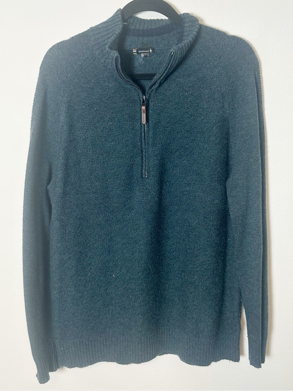 Smartwool Men's Half Zip Sweater Merino Wool Blend Teal Blue Green Large